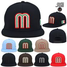 Load image into Gallery viewer, Mexico Snapback Hat JLGUSA 3D M Embroidery Mexico Baseball Cotton Cap NEW
