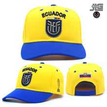 Load image into Gallery viewer, Ecuador Soccer National Pride Snapback Hat – Custom Shield & Trophy Embroidery