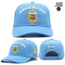 Load image into Gallery viewer, Argentina Soccer National Pride Snapback Hat – Custom Gold Shield & Trophy Embroidery