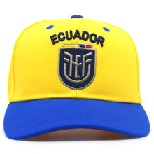 Load image into Gallery viewer, Ecuador Soccer National Pride Snapback Hat – Custom Shield &amp; Trophy Embroidery
