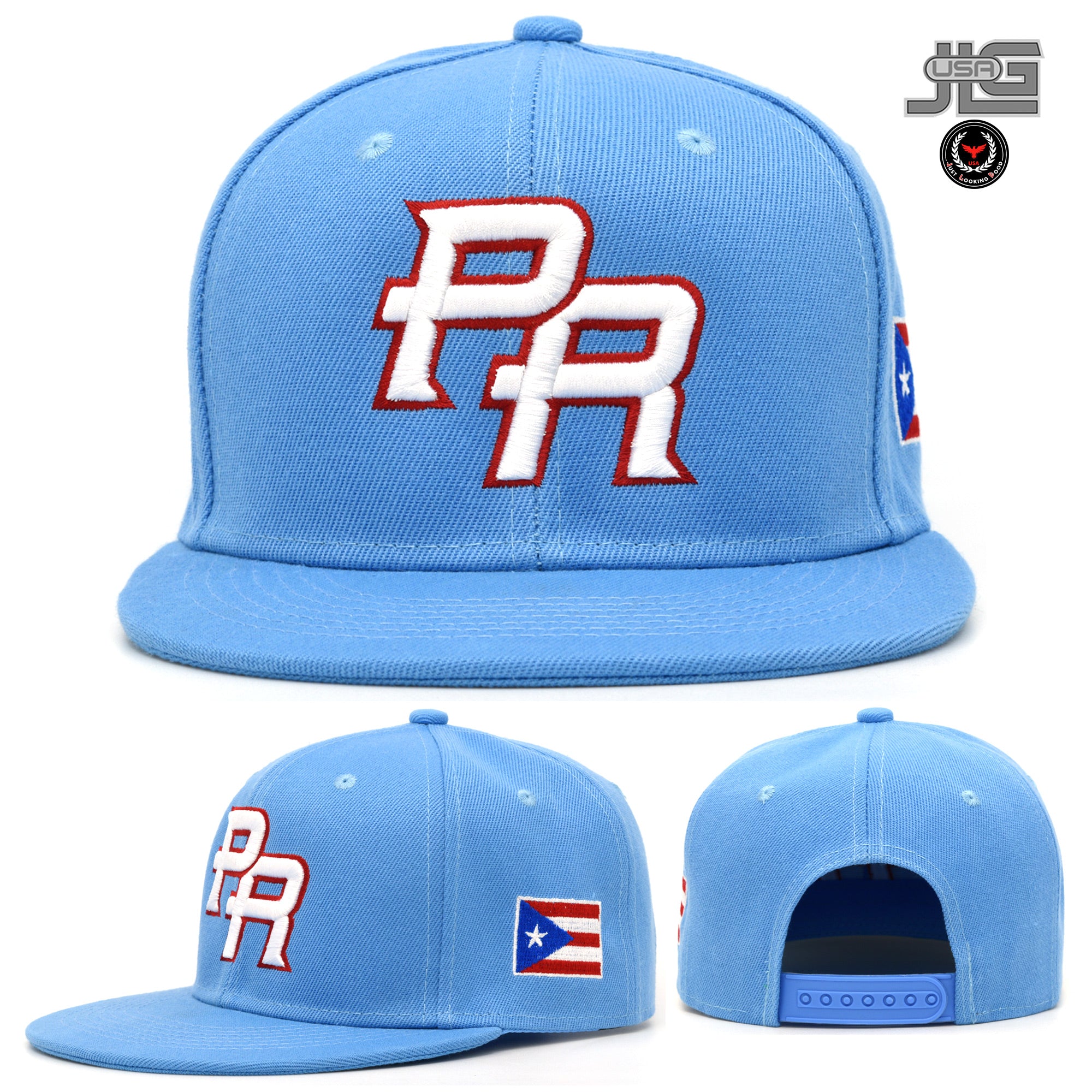 Puerto Rico Snap Back Caps with Embroidery PR Logo